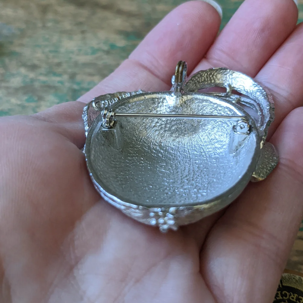 Vintage Sarah Coventry Silver-Tone Apple Brooch Pin with Necklace Pendant